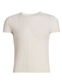 Women\'s Waffle Knit Short-Sleeve Sweater - White Sand - at Saks Fifth Avenue