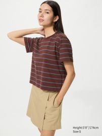 Women\'s Washed Cotton Boxy T-Shirt | Striped | UNIQLO US at Uniqlo