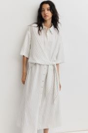 Women\'s White/striped Tie-Detail Shirt Dress | H&M US at H&M