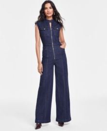Women\'s Wide-Leg Denim Jumpsuit, Created for Macy\'s at Macys