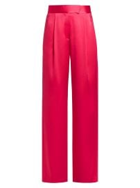 Women\'s Wide-Leg Silk Trousers - Peony - at Saks Fifth Avenue