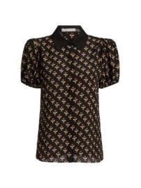Women\'s Willa Embroidered Silk Short-Sleeve Blouse - Queen Bee - at Saks Fifth Avenue