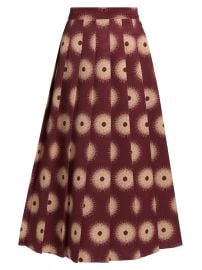 Women\'s Williams Pleated Faille Midi-Skirt - Bordeaux Multi - at Saks Fifth Avenue