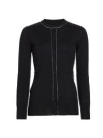 Women\'s Wool-Blend Exposed-Seam Crewneck Cardigan - Black - at Saks Fifth Avenue