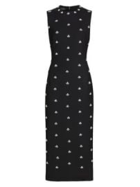 Women\'s Wool Faux-Pearl Sleeveless Midi-Dress - Black - at Saks Fifth Avenue
