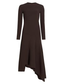 Women\'s Wool Handkerchief Midi-Dress - Chocolate - at Saks Fifth Avenue