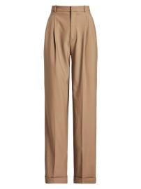 Women\'s Wool Pleated Wide-Leg Pants - Camel - at Saks Fifth Avenue