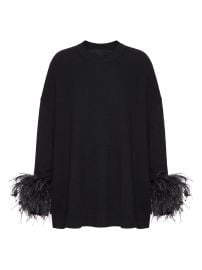 Women\'s Wool Sweater with Feathers - Black - at Saks Fifth Avenue