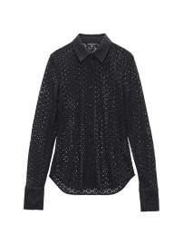 Women\'s Yvette Lace Long-Sleeve Shirt - Black - at Saks Fifth Avenue