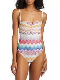 Women\'s Zigzag Knit One-Piece Swimsuit - Multi Color White Base - at Saks Fifth Avenue