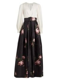 Women\'s Zoe Floral Two-Tone Gown - Ivory Noir Blossom - at Saks Fifth Avenue