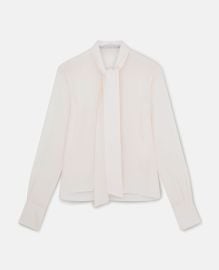 Women Cream Silk Crpe de Chine Pussybow Shirt Stella McCartney US at Stella McCartney