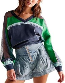 Women Graphic Long Sleeve T-Shirt Y2k Drop Shoulder Loose Fit Pullover Tops Vintage Print Oversized Thin Sweatshirt Green S at Womens Clothing store at Amazon
