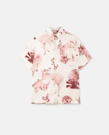 Women Pink Rewild Fauna Print Silk Shirt Stella McCartney US at Stella McCartney