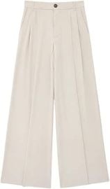 Women Solid Zipper Wide Leg Pants Vintage High Waist Buttons Pleated Casual Trousers at Amazon