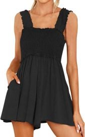 Women Summer Sleeveless Romper Square Collar Ruffle Straps Flowy Short Jumpsuit with Pockets - Walmartcom at Walmart