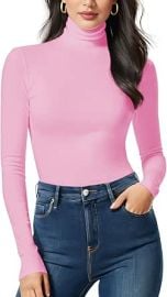 Women Turtleneck Long Sleeve Sweaters Ribbed Fitted Thermal Base Layer Top at Amazon