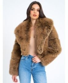 Women Yadavi Brown Faux Fur Cropped Jacket at Macys