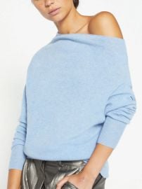 Women39s Cashmere Lori Off Shoulder Sweater Blue at Brochu Walker