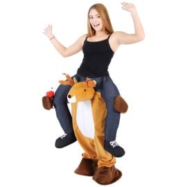 Women39s Christmas Ride On Reindeer with Light Up Nose at Ugly Christmas Sweater