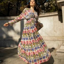 Women39s Doris Geometric Multicolor Cotton Dress The Well Appointed House at The Well Appointed House