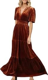 Women39s Elegant Velvet Maxi Dress Plunging V Neck Long Wrap Dress Aline Flowy Formal Bridesmaid Dresses at Womens Clothing store at Amazon