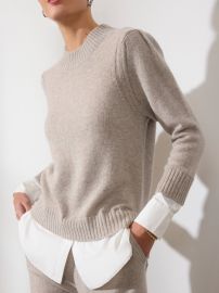 Women39s Eton Layered Crew Looker BeigeWhite at Brochu Walker