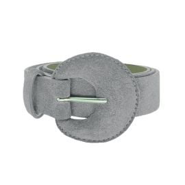 Women39s Leather Belt - Suede Leather Belt with Half Moon Buckle in Gray BeltBe at Belt Be