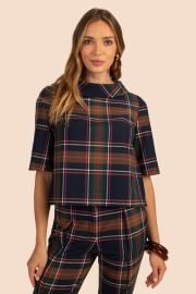 Women39s Tops Kailee Short Sleeve Plaid Top Trina Turk at Trina Turk