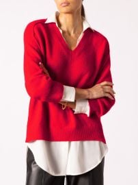 Women39s V-Neck Layered Pullover in Aura Red Brochu Walker at Brochu Walker