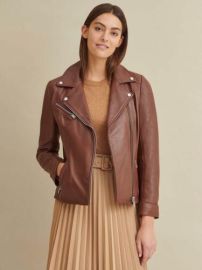 Womenaposs Brown Lambskin Leather Notch Collar Biker Jacket for Women eBay at eBay