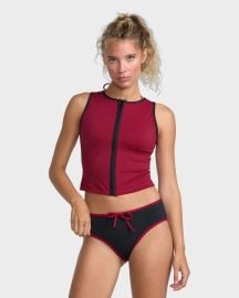 Womens Alexis Ren Zip Up Bikini Top Ruby Red RVCA Australia at RVCA