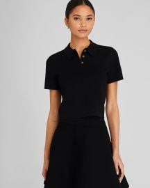 Womens Black Polo Collar Sweater Tee US at Club Monaco