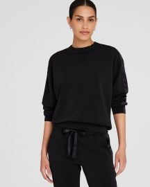 Womens Black Satin Stripe Sweatshirt US at Club Monaco