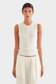 Womens Cashmere Button Through Tank Off White Venroy VENROY US at Venroy Bondi
