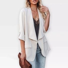 Womens Casual Blazer Jackets Roll Up Long Sleeve Open Front Jacket Loose Fit Longline Blazer Work Office Business BlazersWhite - 2XL Target at Target