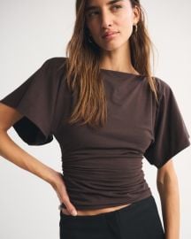 Womens Flutter Sleeve Slash Top Womens Tops Abercrombiecom at Abercrombie