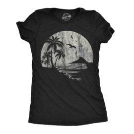 Womens Funny T Shirts Moon Beach Vacation Novelty Graphic Tee for Ladies - Crazy Dog Womenx27s T Shirt For Summer Vacation Black L Target at Target