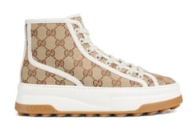 Womens GG high top sneaker in beige and ebony GG canvas GUCCI US at Gucci