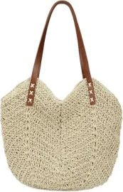 Womens Large Straw Tote Bag Handmade Woven Beach Shoulder Bag Top Handle Purse for Summer at Amazon