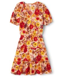 Womens Mommy And Me Short Sleeve Floral Print Flannel Woven Tiered Dress - Happy Harvest Gymboree - ASBURY SAND at Gymboree