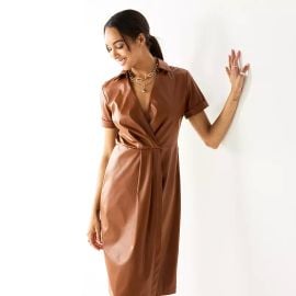 Womens Nine West Faux-Leather Midi Dress at Kohls