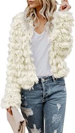 Womens Open Front Faux Fur Coat Vintage Parka Shaggy Jacket Cardigan at  Women39s Coats Shop at Amazon