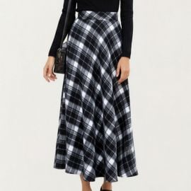 Womens Plaid Maxi Skirt with Soft Flowing Drape and Comfortable Stretch Waistband Detail at Kohls