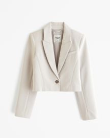 Womens Premium Linen Cropped Blazer Womens Clearance Abercrombiecom at Abercrombie