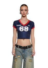 Womens Sexy Football Jersey Baby Tee - Blue Dolls Kill at Dolls Kill