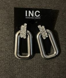 Womens Silver Tone Drop Dangle Earrings INC International Concepts NWT eBay at eBay
