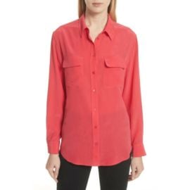 Womens Size Small Equipment Femme Salmon Pink Signature Silk Button Down Shirt eBay at eBay