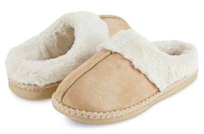 Womens Soft Classic Aztec Trim Indoor/Outdoor Two-Tone Faux Fur Clog S at DreamToe