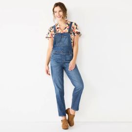 Womens Sonoma Goods For Life Cropped Jean Overalls at Kohls